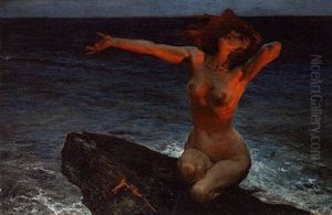 A Nude On The Beach by Leopold Schmutler