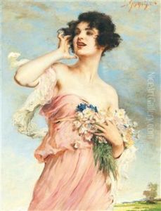 Young Beauty With Bouquet Of Flowers Young Beauty With Bouquet Of Flowers