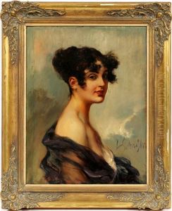 Portrait Of A Young Woman by Leopold Schmutzler