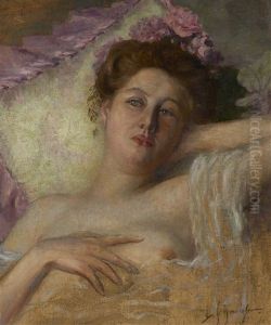 Junge Frau Mit Blumen Im Haar by Leopold Schmutzler