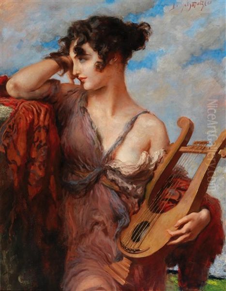 Woman With Lyre - view 1