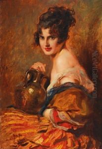 A Beauty With Wine Carafe