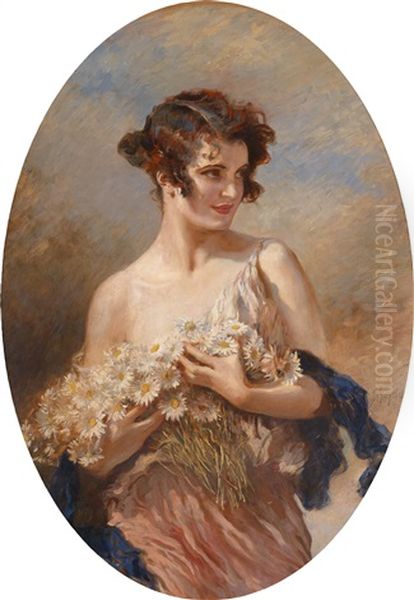 Dame Mit Margeritenstraus - view 1