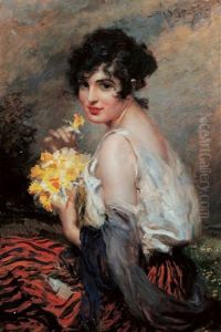 Dame Mit Blumenstrauss Dame Mit Blumenstrauss