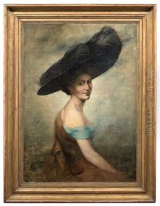 Bildnis Einer Dame Mit Federhut by Leopold Schmutzler