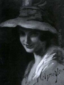 Portrait Einer Jungen Dame Mit Hut Portrait Einer Jungen Dame Mit Hut