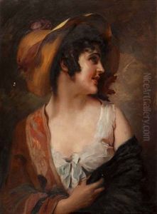 Bildnis Einer Jungen Dame Mit Hut by Leopold Schmutzler