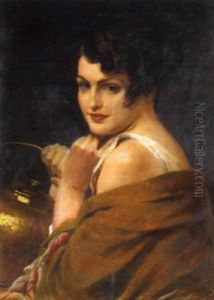 Junge Frau Mit Kupferkanne