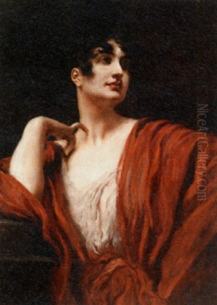 Portrait Of An Elegant Lady In A Red Dress - view 1