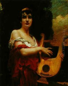 A Lady Playing The Lyre