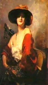 Dame Mit Hut Und Gitarre