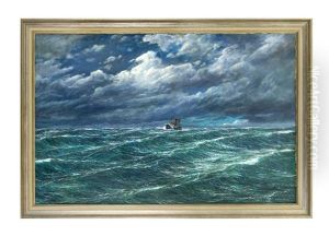 Dampfschiff In Schwerer See by Carl Wilhelm Hugo Schnars-Alquist