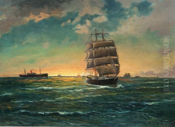 Ships In Sunset - view 1