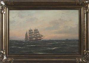 Ship On A Twilight Sea by Carl Wilhelm Hugo Schnars-Alquist