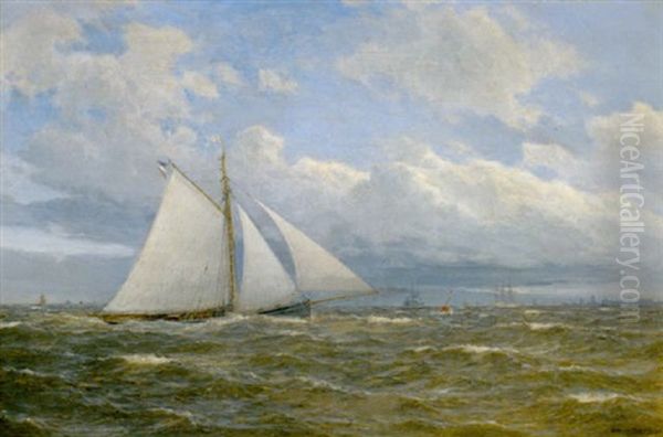 Yacht Vor Einer Hafenstadt - view 1