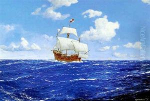 Christopher Columbus Sailing For America Aboard The "santa Maria"