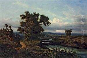 Grose Harzlandschaft Mit Knorrigen Eichen by Hermann Schnee