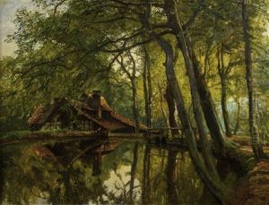 Bewaldete Seelandschaft by Hermann Schnee