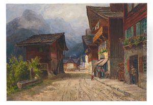 Blick In Die Dorfstrase Von Champery Im Wallis An Einem Sommertag
