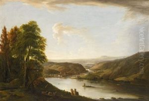 View Of Bingen And The Mouth Of The Nahe From Niederwald by Georg Schneider