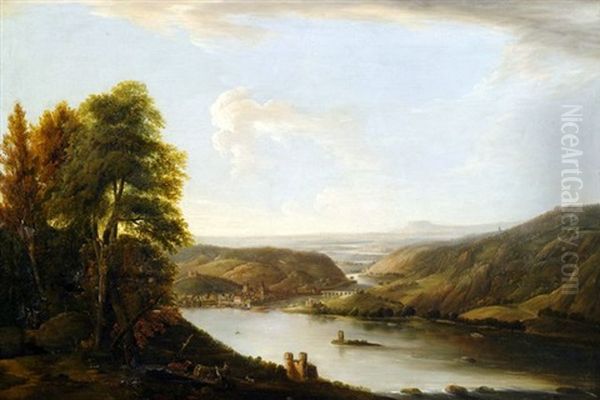 Rheinlandschaft Bei Bingen Und Bingerbruck Mit Der Nahemundung, Im Hintergrund Die Elisenhohe - view 1