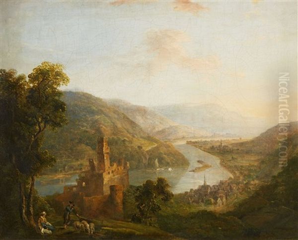 A Rhenish Landscape With Sooneck Castle And Niederheimbach - view 1