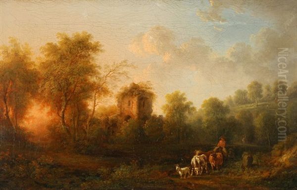 Ruinenlandschaft Mit Hirten, Kuhen Und Ziegen - view 1