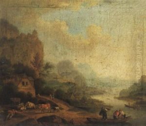 Ideale Fluslandschaft Mit Viehherde