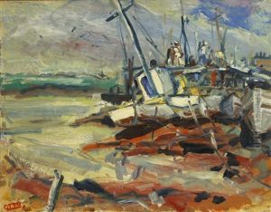 Harbor Scene by Otto Henry Schneider
