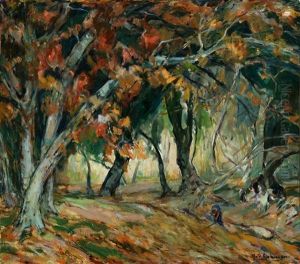 Figure In Forest Interior by Otto Henry Schneider