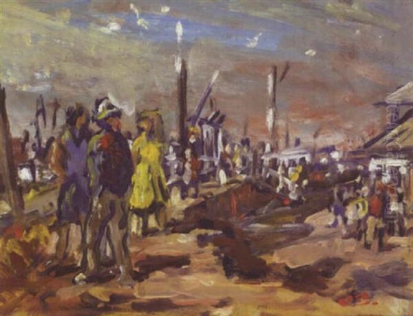 Harbour Scene With Figures - view 1