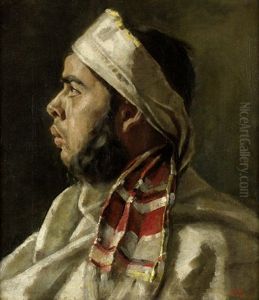 Araber (orientale Im Profil Nach Links Mit Gestreiftem Turban)