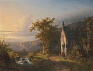 Landscape With A Chapel And A Stream by Schneiders van Greyffenswerth, Bonifacius Cornelis