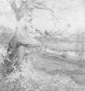 Amperlandschaft Mit Putto