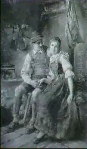 Junges Bauernpaar In Der Kuche