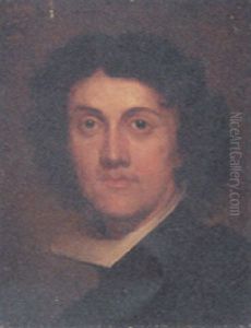 Portrait Of A Gentleman Wearing A Dark Coat And White Stiff Collar