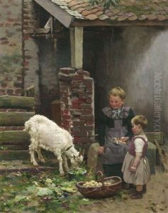 Vor Dem Ziegenstall by Fritz Schnitzler