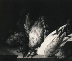Jagdstilleben Mit Erlegten Vogeln Und Einem Korb