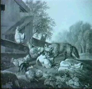 Der Fuchs Im Huhnerhof, Ein Huhn Packend by Michael Johann Schnitzler