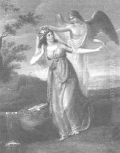 Ein Genius Bekranzt Eine Muse by Hans Veit Freidrich Schnorr von Carolsfeld