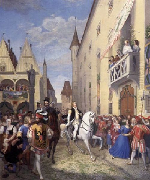 Die Begegnung Erzherzog Ferdinands Mit Seiner Braut Philippine Welser In Augsburg - view 1