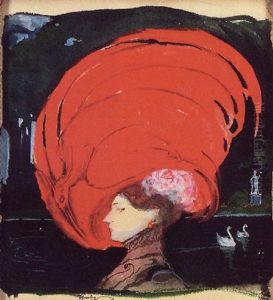 A Lady In A Large Red Hat by Leo Schnug