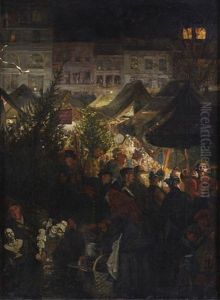 The Christmas Market In Berlin Rixdorf by Georg Schoebel