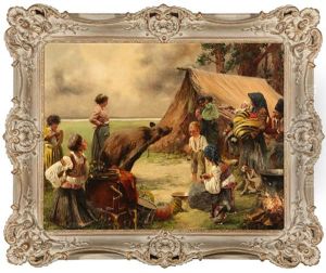 Bear In A Gypsy Camp by Georg Schoebel