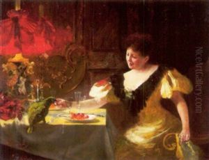 Le Dejeuner Du Perroquet by Georg Schoebel