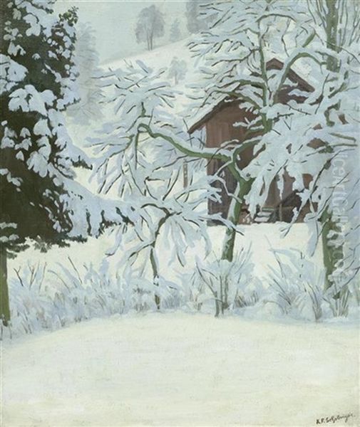 Verschneite Waldlichtung - view 1