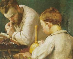 Mester Og Laerling I Snedkervaerkstedet
