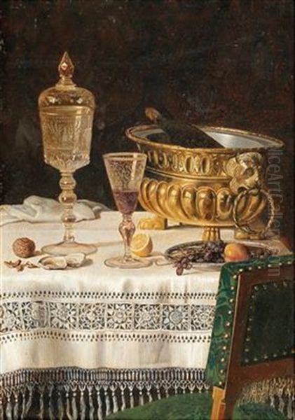 Still Life With Glas Cup And Champagne Cooler - view 1