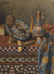 Still Life With Decorative Oriental Objects by Max Schoedl