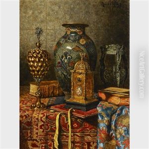 Still Life With Cloisonne Vase, Clock And Pokal; Still Life With Satsuma And Cloisonne Vases (2 Works)